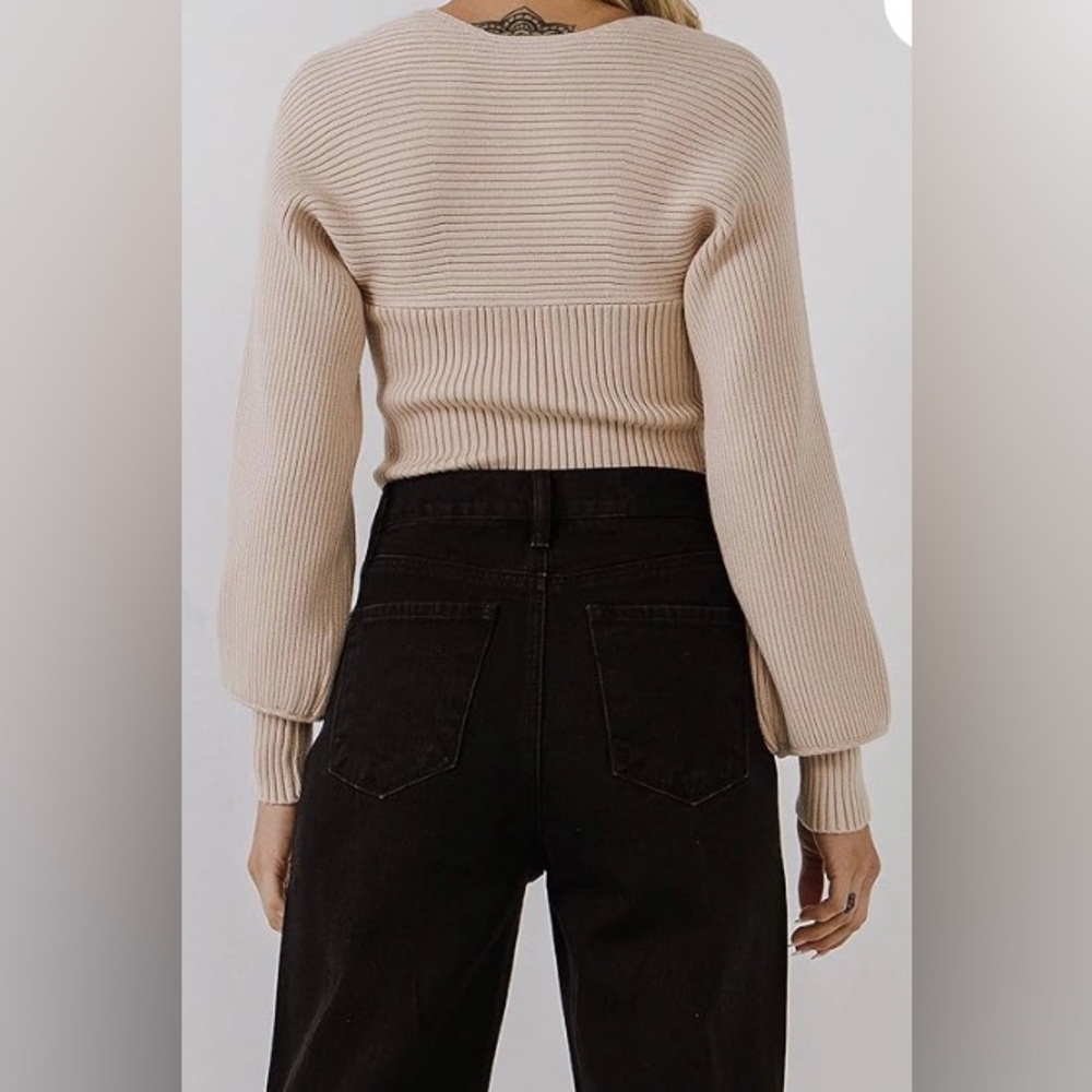 Square Neck Ribbed Sweater - Picture 7 of 8